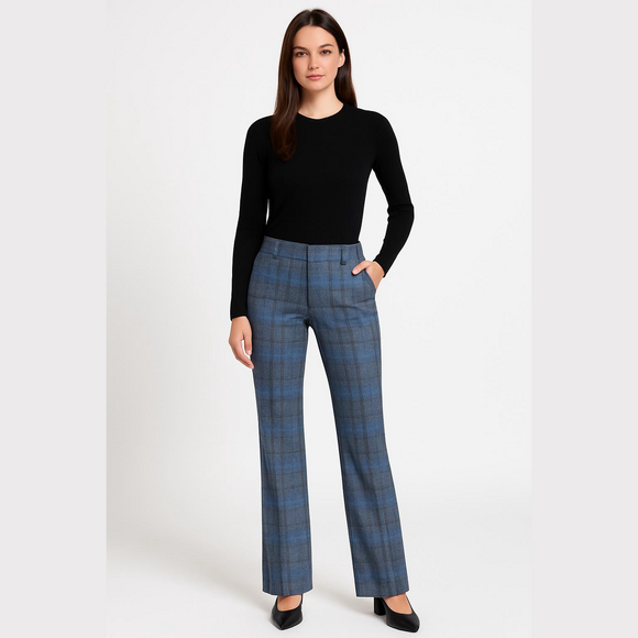 Banana Republic Pants - EUC Women's Banana Republic Logan Plaid Trouser Pants Size 8 Gray Blue